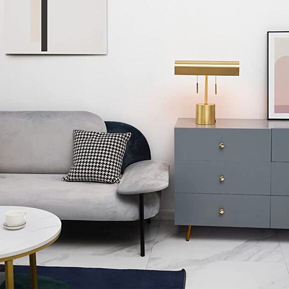 Light Desk Lamp, Globe Electric 16" 2-Matte Brass, 2.1A USB Port, Double On/Off - Picture 4 of 5